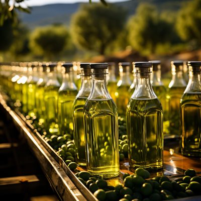 linea-tradicional-de-embotellado-de-aceite-de-oliva-en-medio-de-exuberantes-olivares-verdes